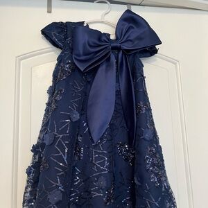 Elegant Navy Blue Kids Dress with Bow